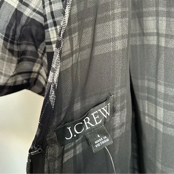 NWT J. Crew Chiffon Maxi Dress in Berkshire Plaid Womens 4 Black White - Picture 8 of 8